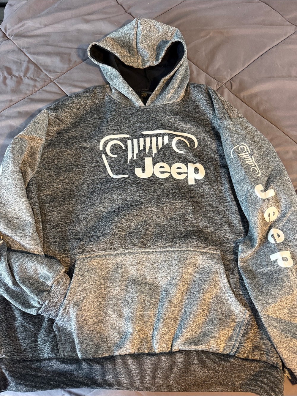 Jeep Heather Gray Pullover Hoodie with White Logo unisex xxl